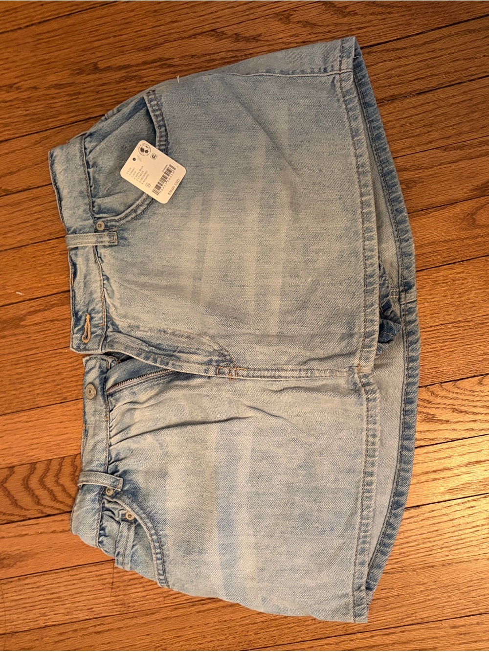 We The Free Light Wash Denim Skort - Pale Blue